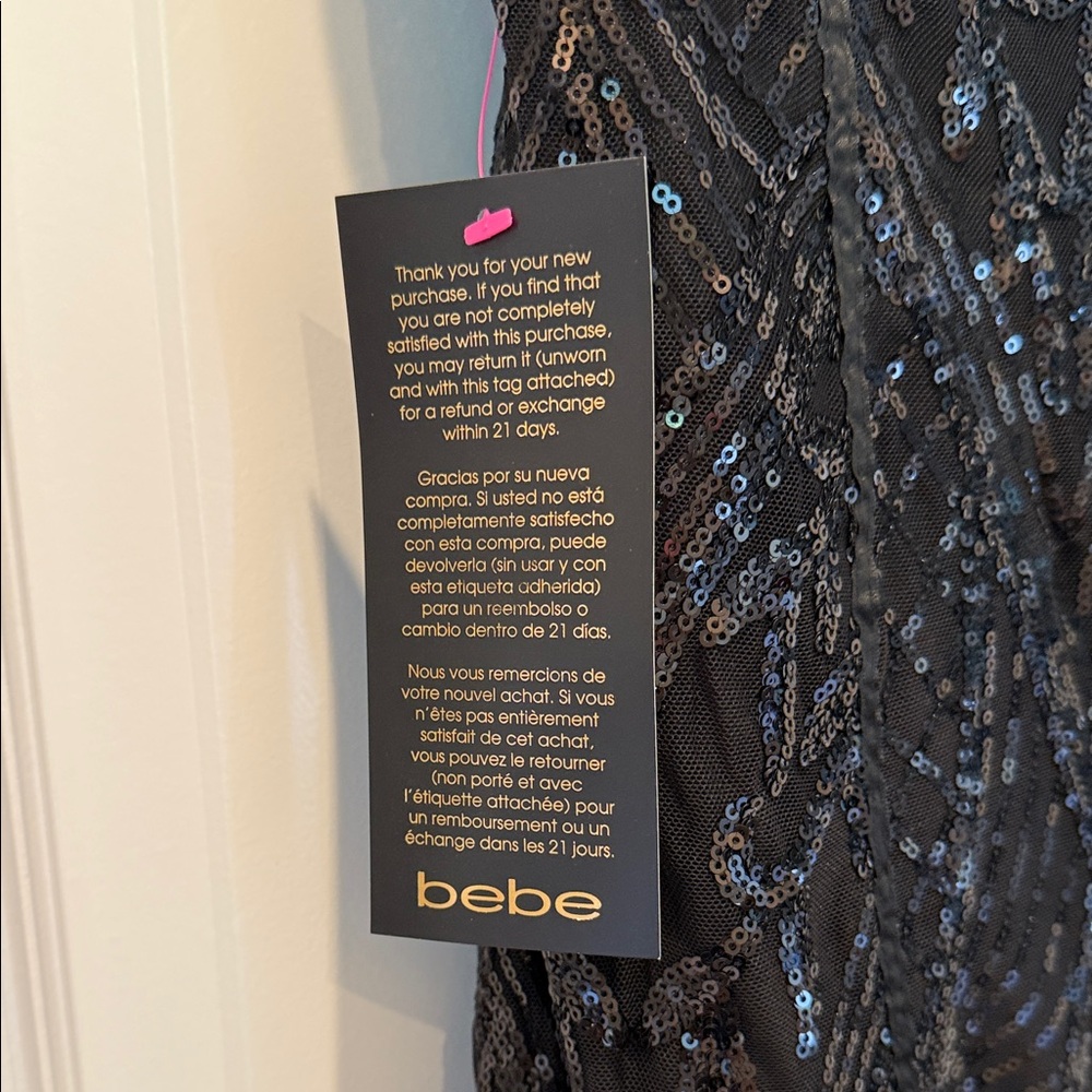 bebe Black Strapless Feathered Gown - Picture 10 of 12